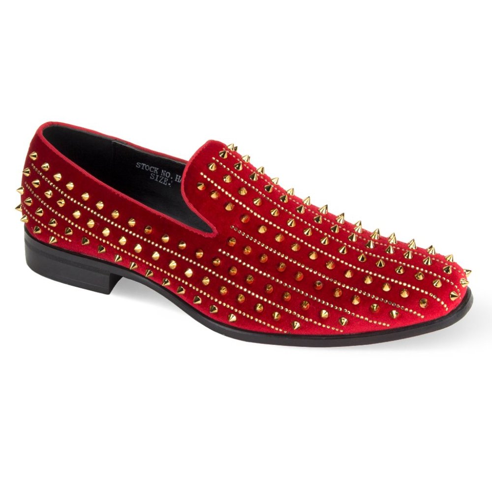 After Midnight | AM Harvie Exclusive Smoker Shoe Velvet W/Spikes Slip On RED